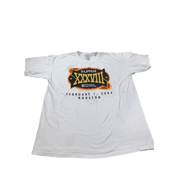Gildan Super Bowl XXXVIII Commemorative Unisex XLT-Shirt 2004 Houston White - Picture 1 of 12